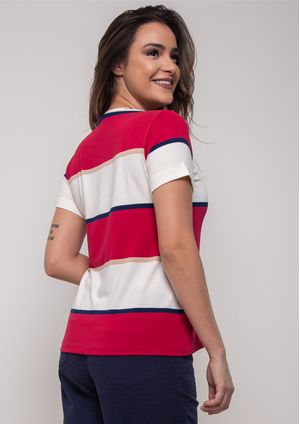 Blusa Pau a Pique Listrada Vermelho