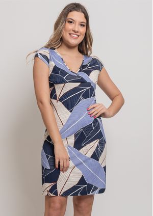 Vestido Pau a Pique Estampado Azul Marinho