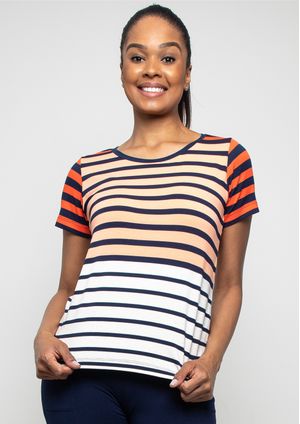 Blusa Pau a Pique Listrada Laranja