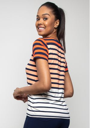 Blusa Pau a Pique Listrada Laranja
