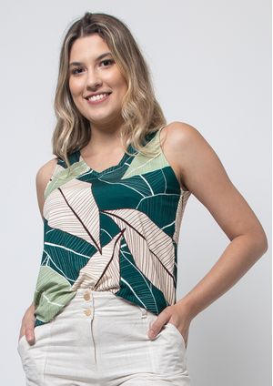 Regata Pau a Pique Estampada Verde