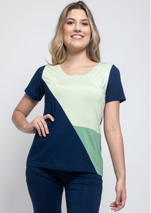Blusa Pau a Pique Básica Azul Marinho e Verde