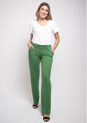 Calça Pantalona Pau a Pique Básica Verde