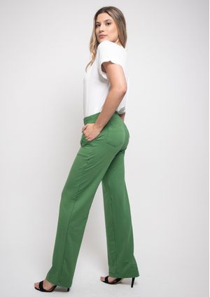 Calça Pantalona Pau a Pique Básica Verde