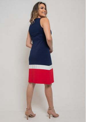 Vestido Pau a Pique Regata Listrado Azul Marinho
