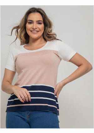 Blusa Pau a Pique Listrada Rosa
