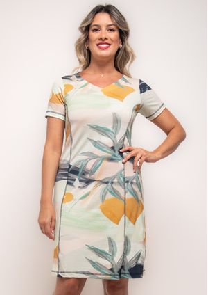 Vestido Pau a Pique Estampado Verde