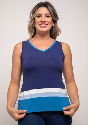 Regata Básica Pau a Pique com recortes Azul Marinho e Royal