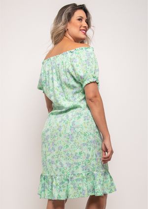 Vestido Ciganinha Pau a Pique Estampado Verde