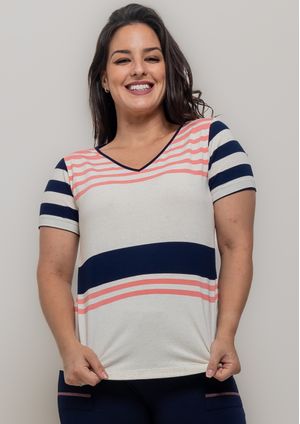 Blusa Pau a Pique Listrada Cru e Rosa