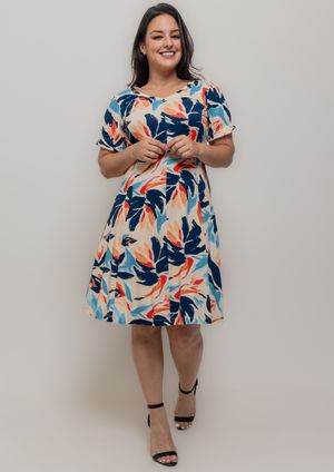 Vestido Pau a Pique Estampado Azul