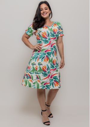 Vestido Pau a Pique Estampado Verde