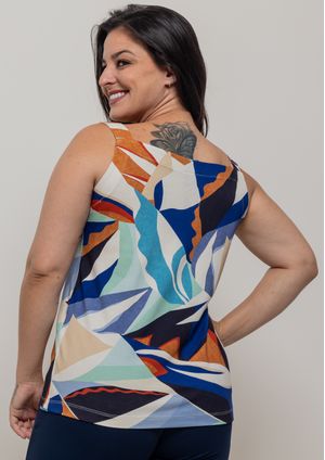 Regata Pau a Pique Estampada Azul