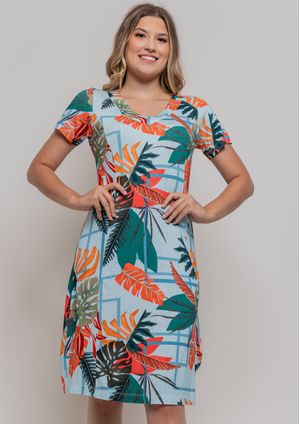 Vestido Pau a Pique Estampado Azul