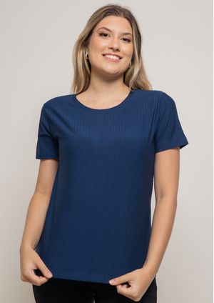 Blusa Pau a Pique Básica Azul Marinho