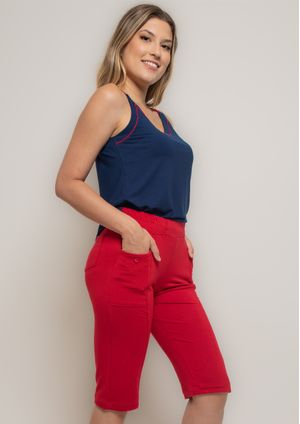 Bermuda Pau a Pique Moletinho Vermelho