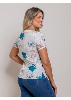 Blusa Pau a Pique Estampada Algodão Branco