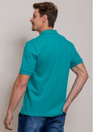 Camisa Polo Pau a Pique Piquet Verde Safira