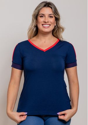 Blusa Pau a Pique Básica Azul Marinho