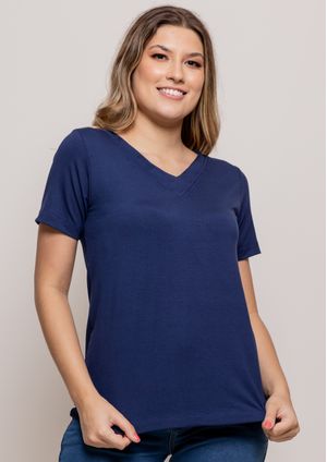 Blusa Pau a Pique Básica Azul Marinho
