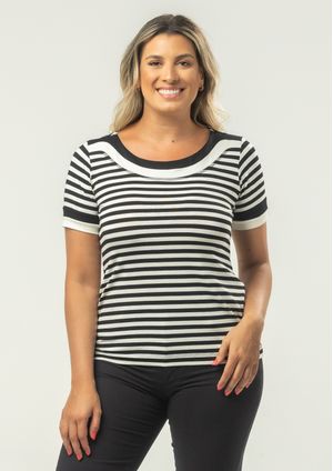 Blusa Pau a Pique Listrada Preto