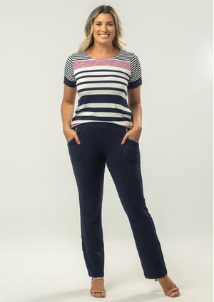 Calça Pau a Pique Básica Moletinho Azul Marinho