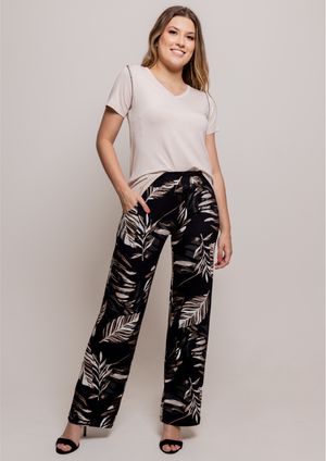 Calça Pau a Pique Estampada Preto
