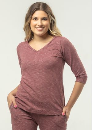 Blusa 3/4 Pau a Pique Básica Bordô