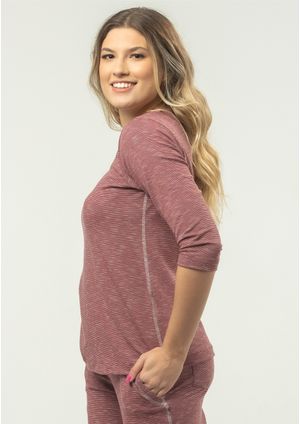 Blusa 3/4 Pau a Pique Básica Bordô