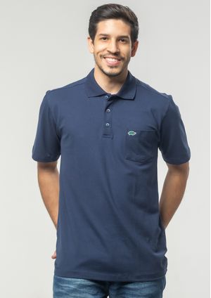 Camisa Polo Pau a Pique Piquet Azul Marinho