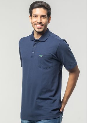 Camisa Polo Pau a Pique Piquet Azul Marinho