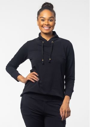 Blusa m/l Pau a Pique Básica de Moletinho Preto