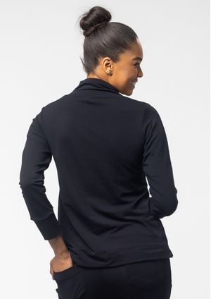 Blusa m/l Pau a Pique Básica de Moletinho Preto