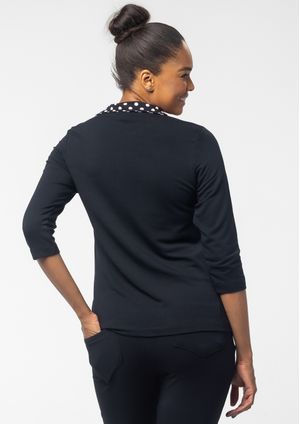 Blusa 3/4 Pau a Pique Básica Moletinho Preto
