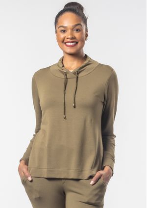 Blusa m/l Pau a Pique Básica de Moletinho Verde