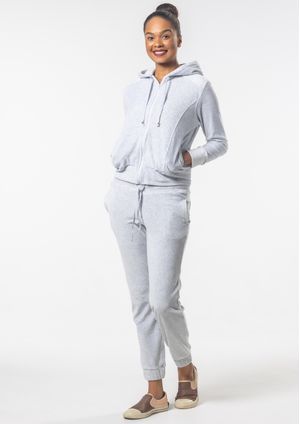 Calça Pau a Pique Plush Básica Cinza Mescla