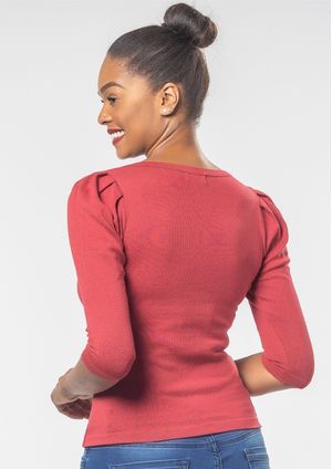 Blusa 3/4 Pau a Pique Modal Goiaba