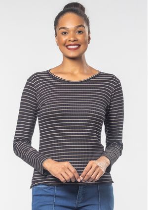 Blusa Manga Longa Pau a Pique Listrada Preto