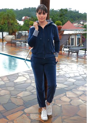Calça Pau a Pique Plush Básica Azul Marinho