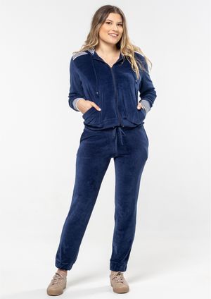 Calça Pau a Pique Plush Básica Azul Marinho