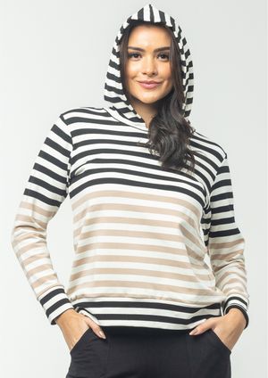 Blusa Pau a Pique Manga Longa Listrada Preto