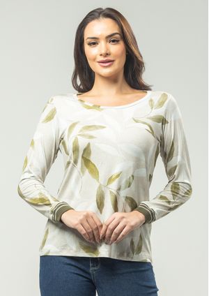 Blusa Pau a Pique Estampada Verde