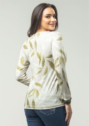 Blusa Pau a Pique Estampada Verde