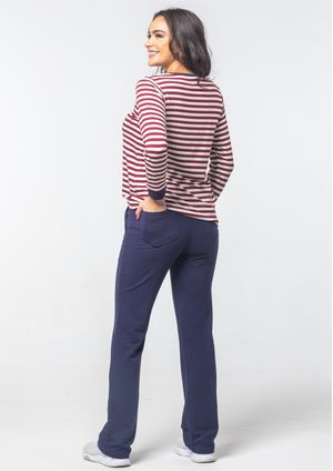 Calça Pau a Pique Básica Moletinho Azul Marinho