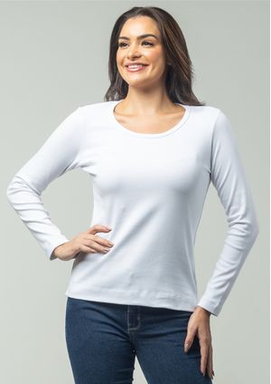Blusa Pau a Pique Manga Longa básica Branco