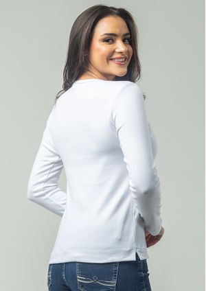 Blusa Pau a Pique Manga Longa básica Branco