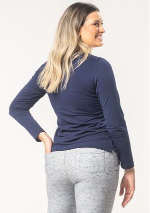 Blusa Pau a Pique Básica Azul Marinho