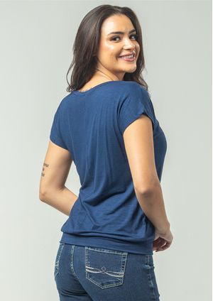 Blusa Pau a Pique Básica Azul Marinho