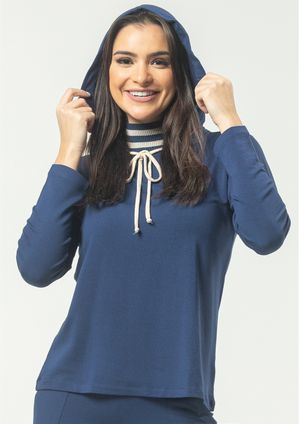 Blusa Pau a Pique Manga Longa Azul Marinho
