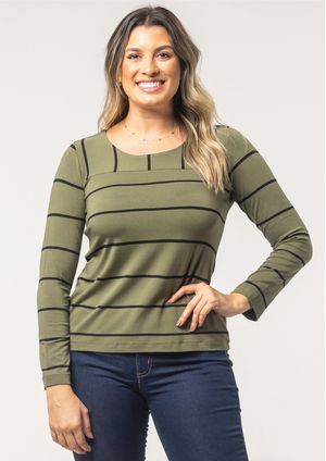 Blusa Pau a Pique Listrada Verde